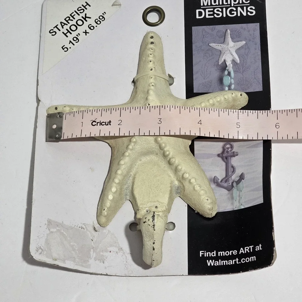 Coastal Nautical  Starfish Wall Hook Cast Iron Heavy Home Decor New